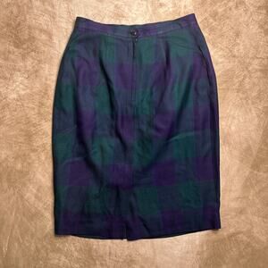 Vintage 90s Sassco Plaid Pencil Skirt Houndstooth Grunge Academia Uniform Goth